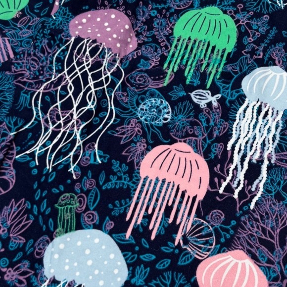 LuLaRoe Womens Leggings Size TC Blue Purple Pink Jellyfish Tall & Curvy NWT - Picture 2 of 4